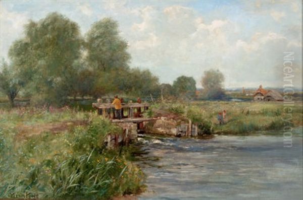 The River Thames At Pangbourne, Berkshire Oil Painting by Henry John Yeend King