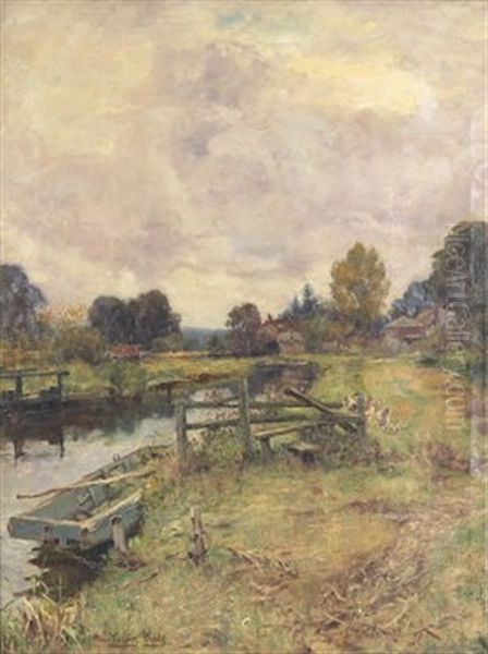 Vattendrag Med Eka Och Pickande Hons Oil Painting by Henry John Yeend King