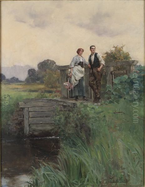 Flickor Vid A Oil Painting by Henry John Yeend King