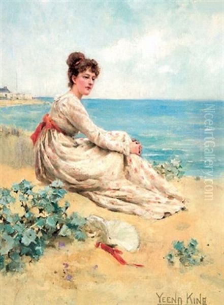 Jeune Elegante Sur La Plage Oil Painting by Henry John Yeend King