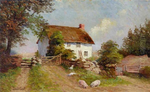 Summer Farmyard Oil Painting by Henry John Yeend King