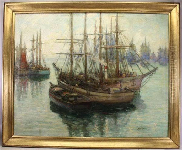 Stony Brook Harbor Long Island Oil Painting by Paul Bernard King
