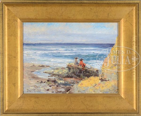 Beach Scene With Two Figures Oil Painting by Paul Bernard King