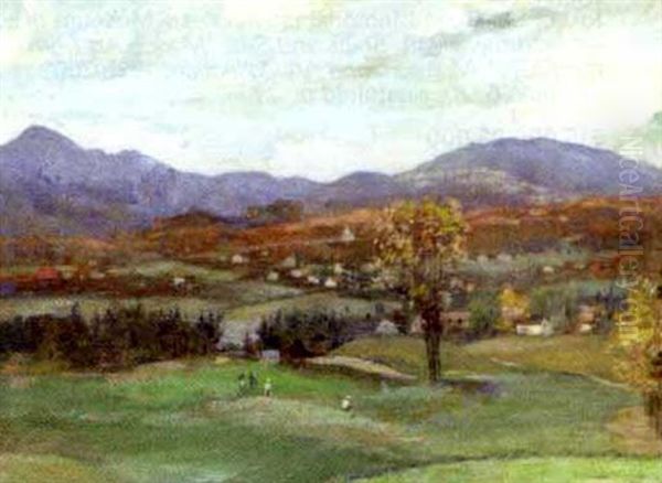 View From The Lake Placid Club Golf Course Oil Painting by Paul Bernard King