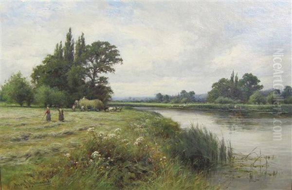 Carting Hay On The Thames, Near Iffley Oil Painting by Henry John Kinnaird