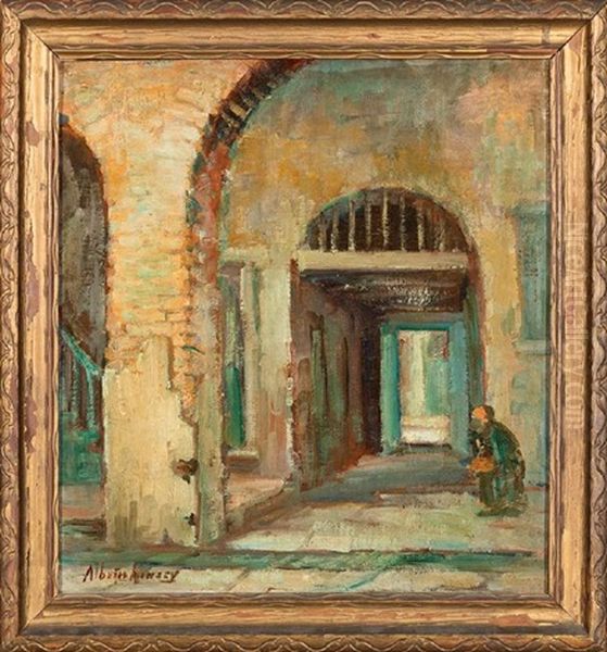 French Quarter Courtyard Oil Painting by Alberta Kinsey