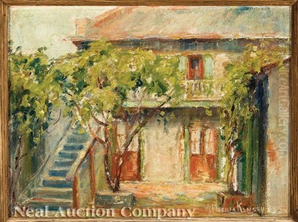 French Quarter Home And Courtyard Oil Painting by Alberta Kinsey