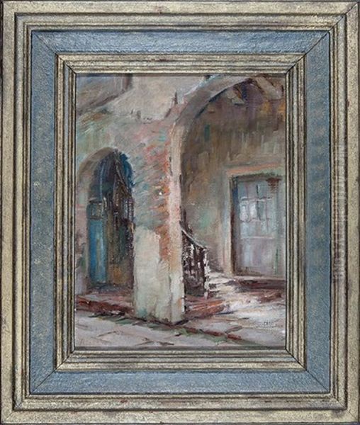 French Quarter Courtyard Oil Painting by Alberta Kinsey