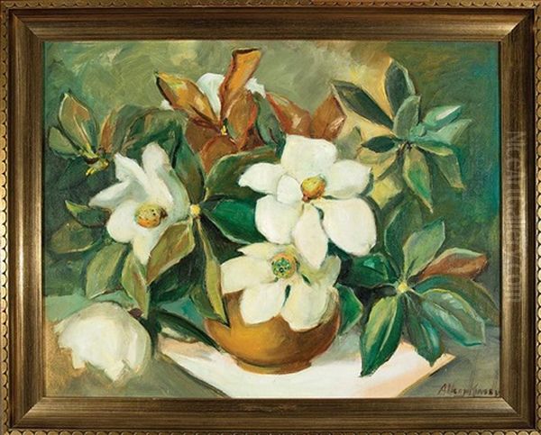 Still Life Of Magnolias Oil Painting by Alberta Kinsey