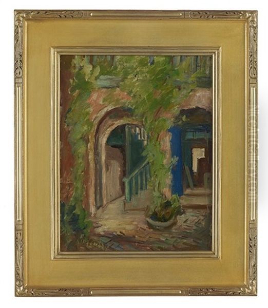 French Quarter Courtyard Oil Painting by Alberta Kinsey