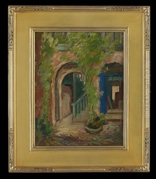 French Quarter Courtyard Oil Painting by Alberta Kinsey