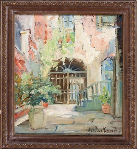 Archway, French Quarter Courtyard Oil Painting by Alberta Kinsey