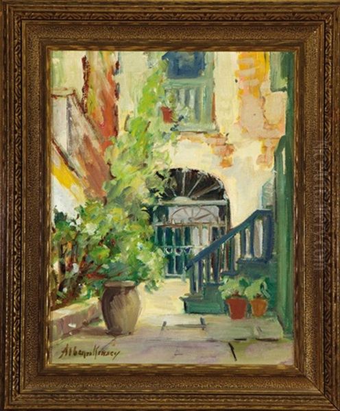 French Quarter Courtyard Oil Painting by Alberta Kinsey