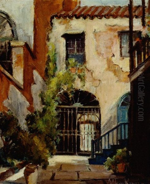 French Quarter Courtyard Oil Painting by Alberta Kinsey