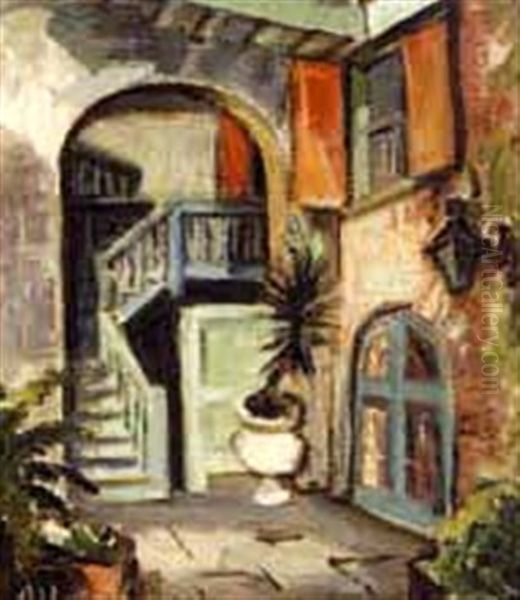 Arts And Crafts Courtyard, French Quarter Oil Painting by Alberta Kinsey