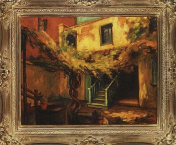 Louisiana Courtyard Oil Painting by Alberta Kinsey