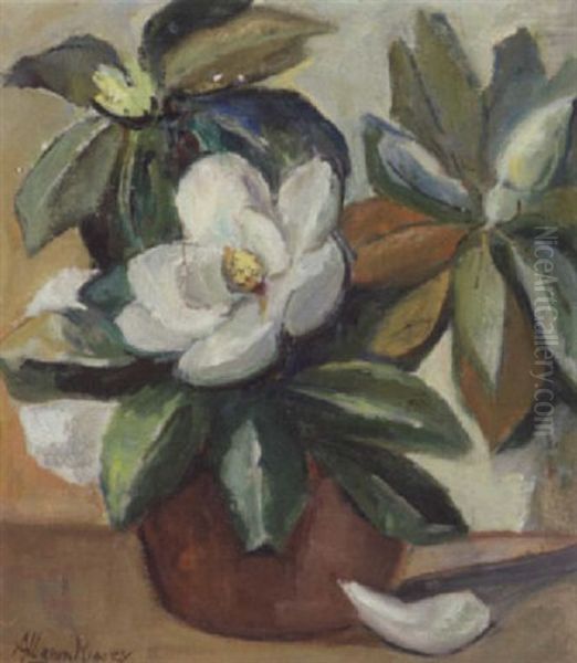 Hvide Blomster I En Krukke Oil Painting by Alberta Kinsey