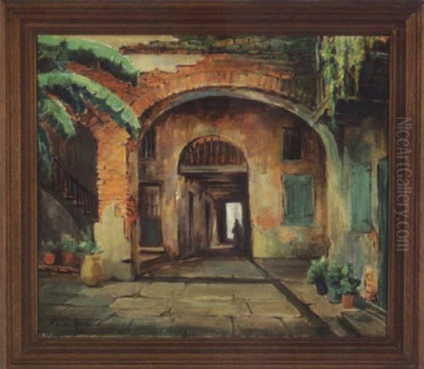 Vieux Carre Courtyard Oil Painting by Alberta Kinsey