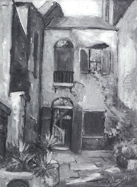 New Orleans Courtyard Oil Painting by Alberta Kinsey