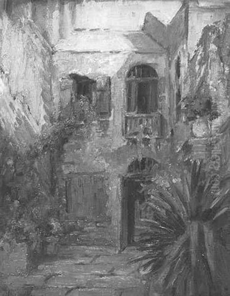 French Quarter Courtyard Oil Painting by Alberta Kinsey