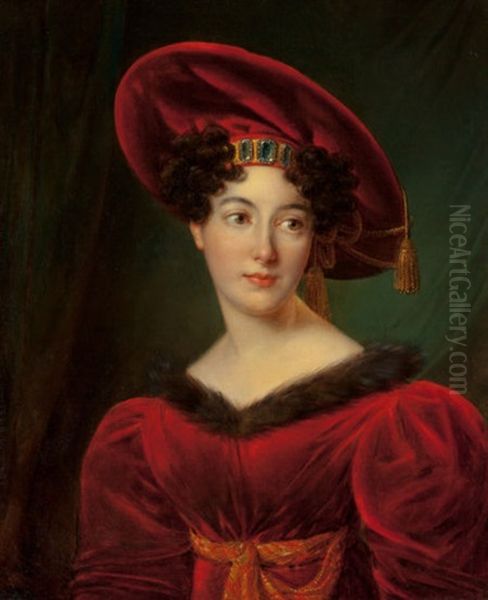 Portrait Of Madame Lestapis (nee Boode), Daughter Of Henry Boode, 1824 Oil Painting by Francois-Joseph Kinsoen