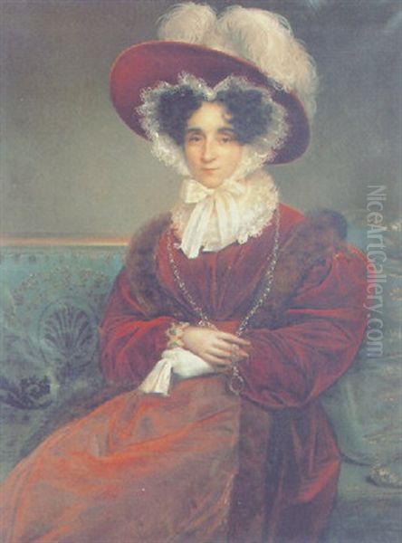 Portrait D'elegante Oil Painting by Francois-Joseph Kinsoen