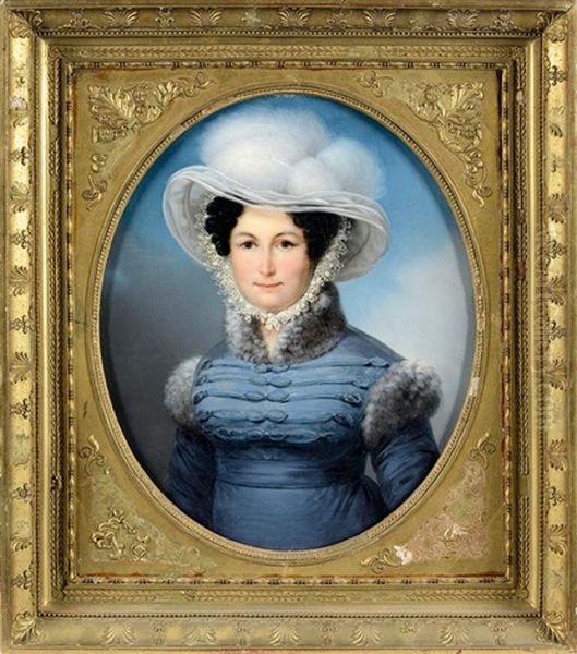 Portrait De Mme Francois Victor Bunel, Nee Marie-agathe Provost De La Fardiniere Oil Painting by Francois Josephe Kinson
