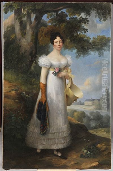 Portrait De Jenny Cecile De Maille, Marquise De Lubersac Oil Painting by Francois Josephe Kinson