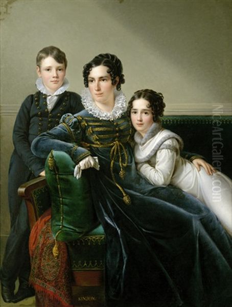 Bildnis Einer Vornehmen Dame Mit Sohn Und Tochter Oil Painting by Francois Josephe Kinson