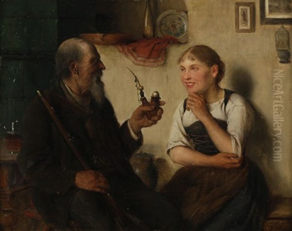 Grosvater Erzahlt Oil Painting by Josef Kinzel