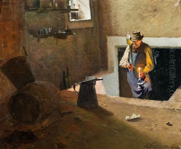Der Weinbauer Oil Painting by Josef Kinzel