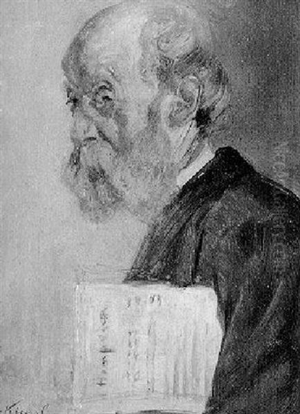 Der Zeitungsleser Oil Painting by Josef Kinzel