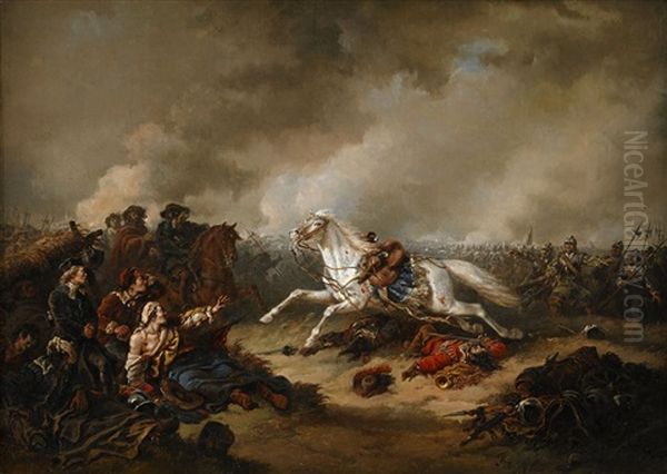 Gustaf Ii Adolfs Hast Streiff Vid Slaget I Lutzen Oil Painting by Carl Fredrik Kiorboe