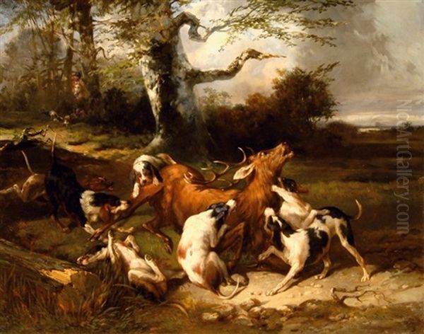 Hallali Du Cerf Oil Painting by Carl Fredrik Kiorboe