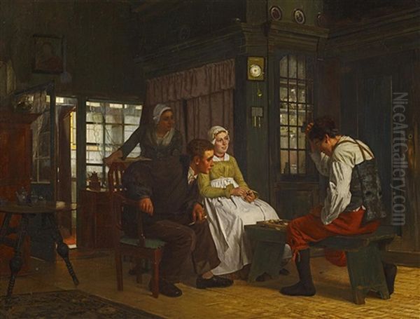 Das Damespiel Oil Painting by Otto Karl Kirberg