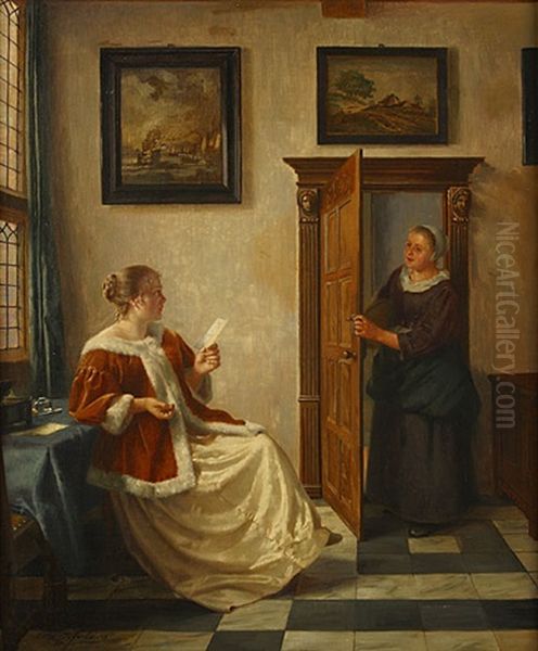 De Brief Oil Painting by Otto Karl Kirberg