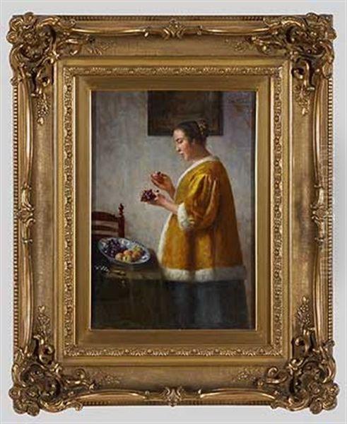 Madchen Mit Trauben Oil Painting by Otto Karl Kirberg