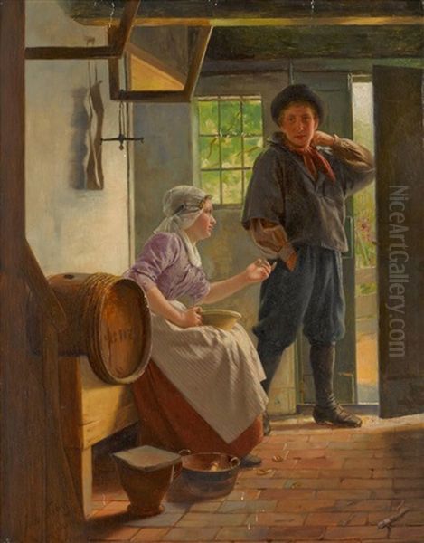 Hollandische Hauslichkeit Oil Painting by Otto Karl Kirberg