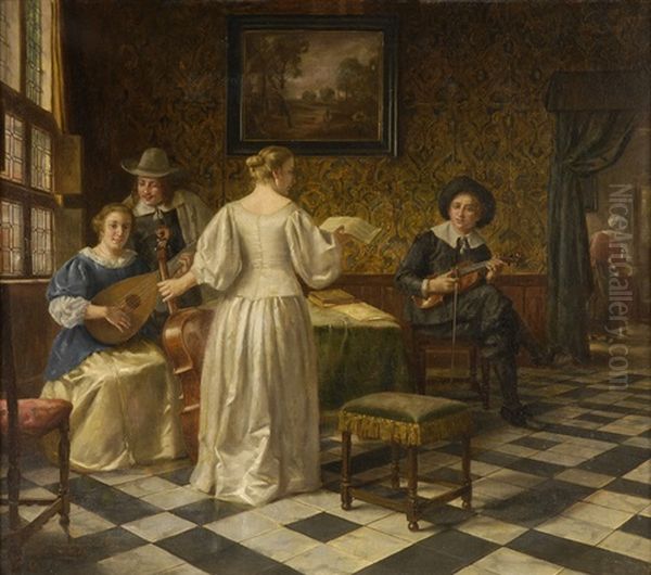 Das Hauskonzert Oil Painting by Otto Karl Kirberg