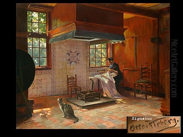 Die Flickerin Oil Painting by Otto Karl Kirberg