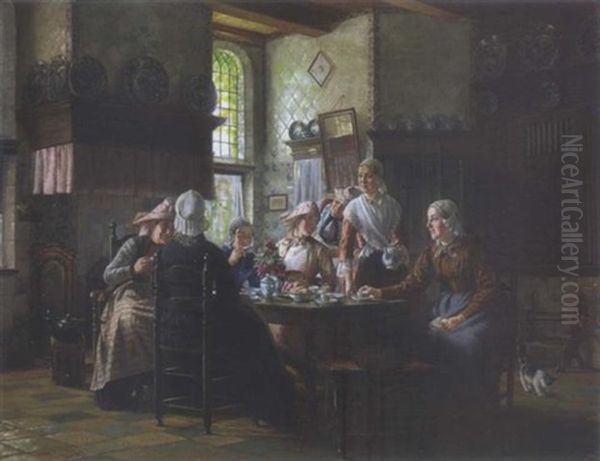 Teestunde Oil Painting by Otto Karl Kirberg