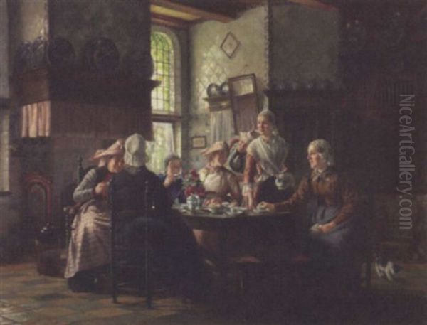 The Tea Party Oil Painting by Otto Karl Kirberg