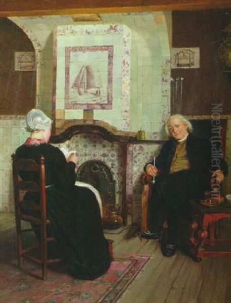 Listening To Grandfather Oil Painting by Otto Karl Kirberg