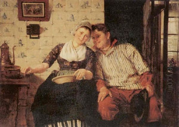 Courtship Oil Painting by Otto Karl Kirberg