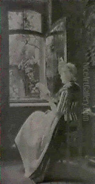 Reading By A Window Oil Painting by Otto Karl Kirberg