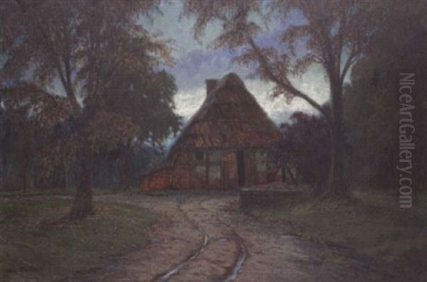 Bauernkate Am Herbstabend Oil Painting by Alexander Kircher