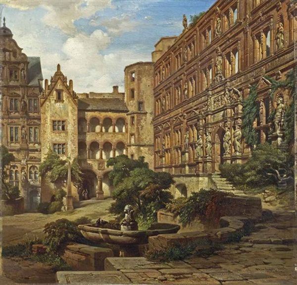 Heidelberg Castle, Ottheinrich Wing, Munich Oil Painting by Albert Emil Kirchner