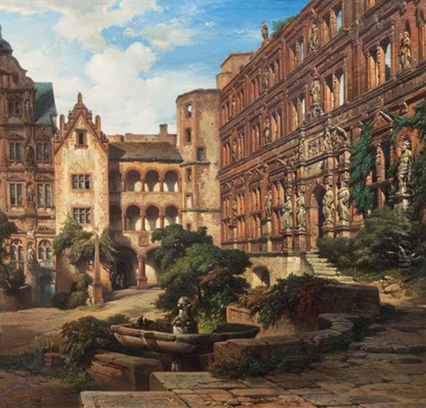 The Heidelberg Castle, The Ottheinrich Wing Oil Painting by Albert Emil Kirchner