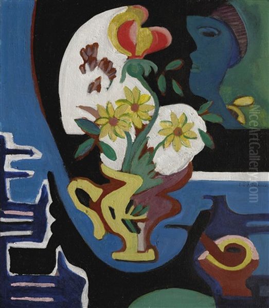 Blumenvase (still Life With Flowers) Oil Painting by Ernst Ludwig Kirchner
