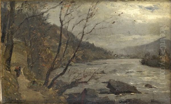 Murlauf Bei Judendorf Oil Painting by Ernestine Von Kirchsberg